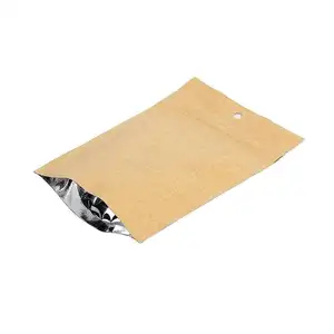 Özel Kraft kağıdı torba kahverengi kahve Sac Papier baskı alüminyum folyo kaplı Bolsa De Papel Fastfood kağıt torbalar