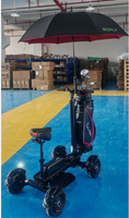 Chariot de golf électrique en alliage d'aluminium à 4 roues avec siège et parapluie, en stock entrepôt US