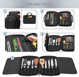 Échantillon gratuit : Sac de transport portable et résistant à l'eau pour couteaux de chef, organisateur de couverts, sac à outils de chef pour couteaux et coupeurs - Product Image 3