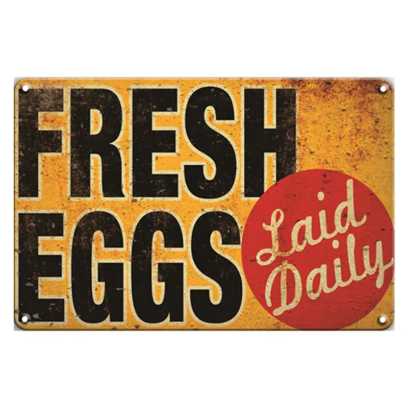 Cartel de hojalata para tractores y granja, placa de decoración de pared, Retro, comida saludable, huevos frescos