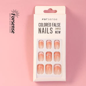 Nouvelle collection faux ongles pointe française carrée presse sur les ongles courts faux ongles esthétiques élégants avec de la colle faux ongle <span class=keywords><strong>prix</strong></span> de gros - Product Image 4