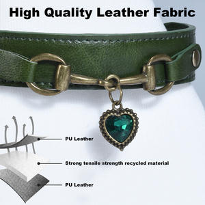 Bestseller-Haustier halsband aus PU-Leder mit Herz dekorationen aus Bronze und Strass, mehrfarbige Auswahl möglichkeiten für Hund und Katze - Product Image 2