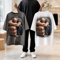 T-shirt surdimensionné pour hommes, imprimé lèvres et dollar, streetwear décontracté, multicolore