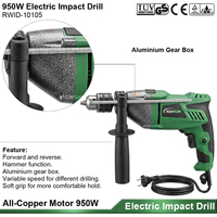 Taladro de Impacto Eléctrico Profesional de 950W, 13mm 1/2'', Velocidad Variable, Herramienta Eléctrica con Cable, Taladro Manual para Acero y Madera