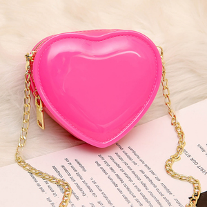 حقيبة يد صغيرة إبداعية ولطيفة للأطفال على شكل قلب من الجلد الصناعي، حقيبة كتف أنيقة للزينة مع سلسلة - Product Image 5