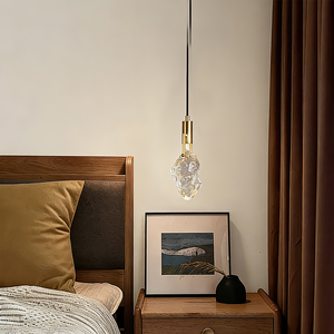 Copper Nordic-Style Crystal <b>LED</b> Chandelier Adjustable Height <b>Dimmable</b> Eye Caring Minimalist Luxurious Long Bedside - Product Image 1