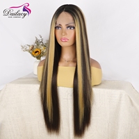 Perruque synthétique longue et droite brun clair avec dentelle frontale en U, en fibre Futura résistante à la chaleur pour femmes