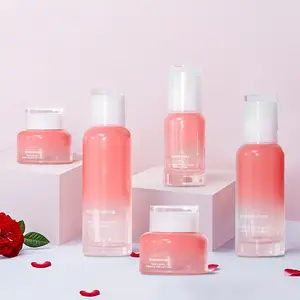 Набор для ухода за кожей 40 мл, 100 мл, 120 мл, розовая уникальная пустая стеклянная бутылка для лосьона и косметический набор для крема 30 г, 50 г