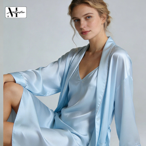 Camicia da notte lunga personalizzata in seta per donna, tessuto in seta di gelso, sexy, elegante, morbida, abito da notte e da casa per signore - Product Image 2