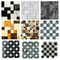 Carreaux de mosaïque de marbre octogonaux noirs et blancs pour la caractéristique de parquet de décoration de mur intérieur pour les planchers et les murs de magasin