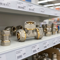 Accesorios de compresión de latón y aluminio-plástico, tipo T de diámetro igual, con cobre engrosado