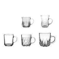 Ensemble de tasses en verre transparent épaissi avec poignées, style moderne minimaliste, pour whisky, cocktails, vin rouge, petit-déjeuner, café