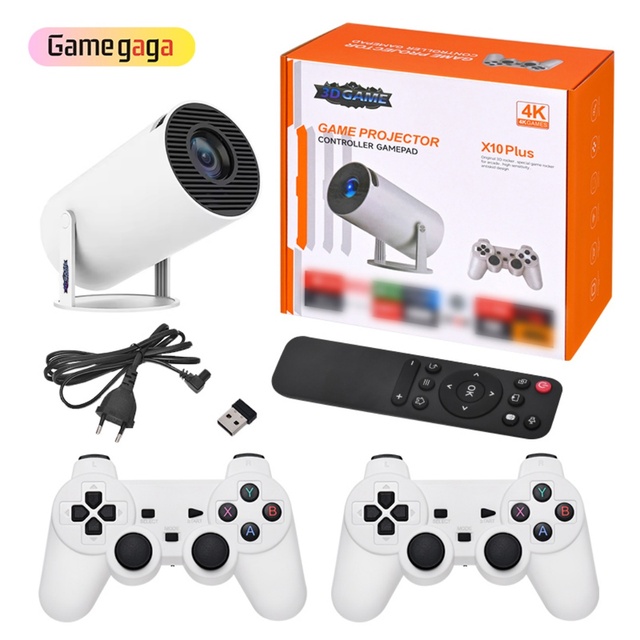 X10 Plus Gaming Projector Retro Video Game Console 64GB 10000 Games LCD Portable Android 11.0 Wireless Controller EU/US 720P
