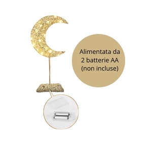 Lampada da Tavolo LED a Forma di Mezzaluna Dorata 38cm Luce Calda 20 LED Senza Fili a Batteria Decorativa per Camera da Letto - Product Image 4