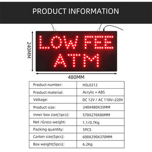 Letrero Luminoso LED de 9*19 Pulgadas para Banco, Letrero LED Personalizado para Cajero Automático con Bajo Costo, Letreros LED Animados Intermitentes - Product Image 3