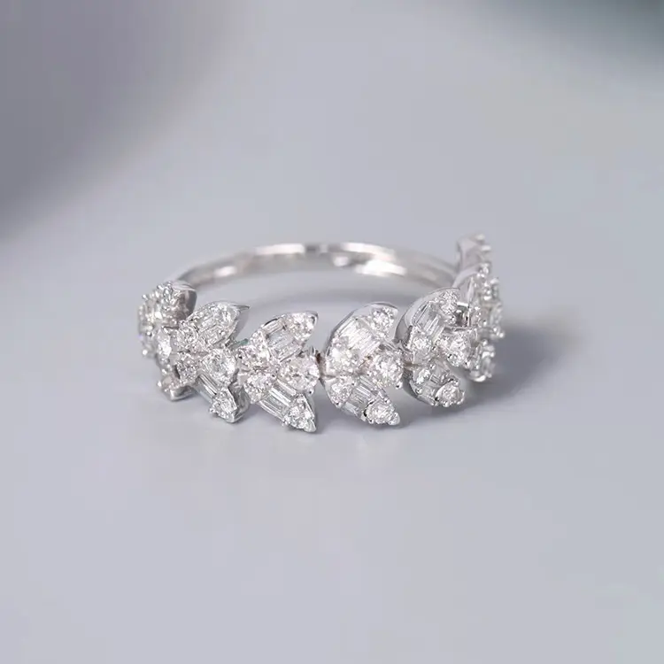 Xingguang 18K Wit Gouden Sieraden Ring D Kleur Vvs Moissaniet Diamant Baguette Gesneden Verlovingsring Trouwring Voor Vrouwen
