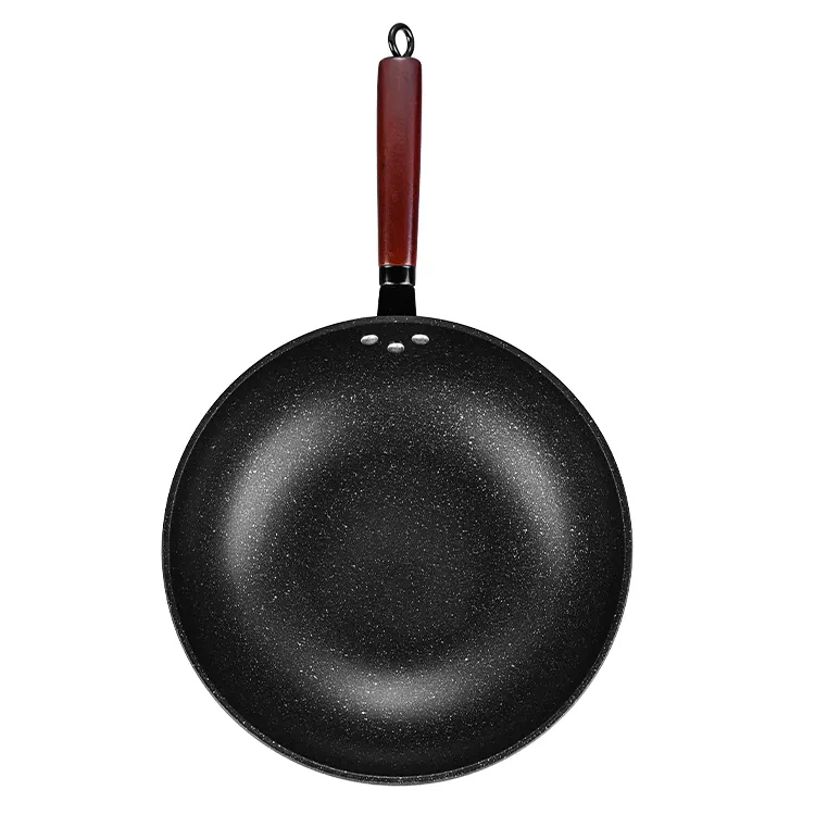 זול במפעל מחיר סיני ברזל ווק 32cm Nonstick בסדר ברזל ווק השיש ציפוי כלי בישול הטוב ביותר ברזל ווק