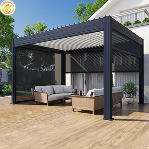 Pergola de jardin <span class=keywords><strong>en</strong></span> aluminium sur mesure, imperméable, abri solaire, style moderne pour cour, terrasse, pelouse - Product Image 4