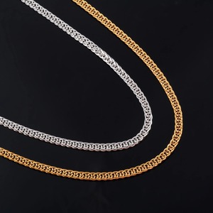 Collier long en acier inoxydable à maillons tressés chic pour femmes et hommes, collier ras du cou, accessoires de bijoux, couleur argent/or - Product Image 4