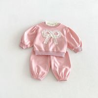 Ensemble deux pièces pour enfants à pois et volants, sweat-shirt et pantalon de jogging pour bébé fille, collection automne