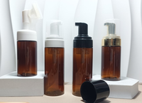 Vente en gros Brun 100ml 120ml 150ml 200ml 250ml Ambre PET Flacon pompe mousse plastique à épaulement rond avec bouchon en mousse pour crème pour le visage