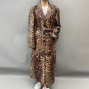 トレンチコート女性,ベルト付き,ロングレザージャケット - Product Image 4