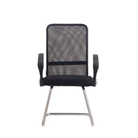 Chaise de bureau moderne H-503 en maille avec accoudoirs réglables, dossier ouvert confortable, structure en plastique et pieds en fer noir