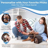 Urne funéraire en bois pour animaux de compagnie en forme de petite maison avec cadre photo, crochet pour médaille d'identification et couvercle de cercueil