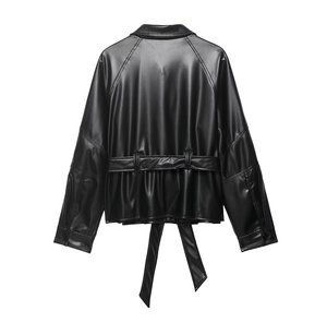PB&ZA Nuova Gonna Corta <span class=keywords><strong>Nera</strong></span> con Cintura in Stile Americano per <span class=keywords><strong>Donna</strong></span>, <span class=keywords><strong>Giacca</strong></span> in <span class=keywords><strong>Ecopelle</strong></span> PU 4749723 - Product Image 4