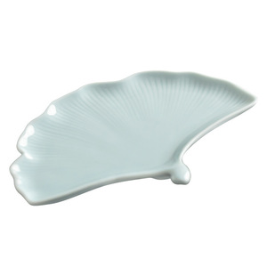 Plato de cerámica estilo chino con forma de hoja, mini plato de porcelana para frutas, bocadillos de ginkgo, para fiestas en casa y cenas. - Product Image 5