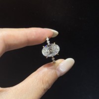 Cincin Tunangan/Pernikahan Wanita Berlian Buatan Laboratorium Bersertifikat IGI CVD HPHT Gaya Vintage Emas Padat 18K Potongan Oval Tebal