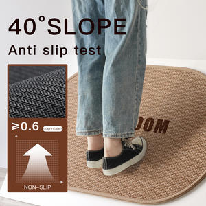 Alfombra de baño ovalada de fibra de poliéster absorbente de secado rápido con diseño minimalista para baño - Product Image 5