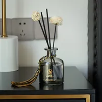 Diffuseur de parfum en verre artisanal Parilan, durable, avec fleurs séchées et rotin, 100 ml, parfum d'ambiance pour la maison, cadeau, 2 mois sans alcool