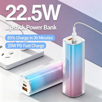 Batterie externe portable mini format rouge à lèvres, 5000 mAh grande capacité, charge rapide 22,5 W, best-seller