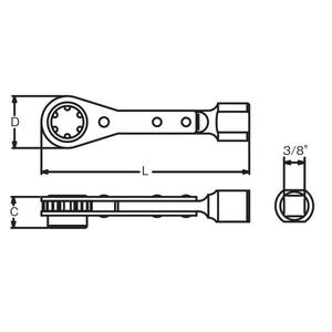 KOKEN - 145LH3/8F-10S Clé à poulie de tension de courroie-Clés à cliquet EAN 4991644212293 - Product Image 2