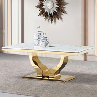 Meubles de salon table basse centrale en acier inoxydable doré ensemble de tables basses modernes en marbre noir tables basses