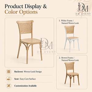 Chaise de mariage haut de gamme en PP imitation bois avec dossier en canne pour réception de mariage, location événementielle, fournisseur en gros et commandes en gros - Product Image 2