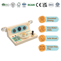 Volant et levier de vitesses interactifs en bois pour simulateur de conduite de voiture, tableau de bord sensoriel Montessori sans écran pour tout-petits