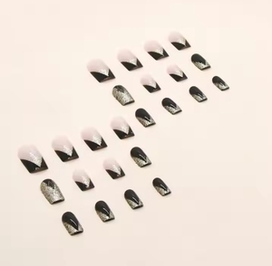 <span class=keywords><strong>Uñas</strong></span> postizas cuadradas <span class=keywords><strong>negras</strong></span> y doradas al por mayor, diseños de <span class=keywords><strong>uñas</strong></span> acrílicas brillantes <span class=keywords><strong>con</strong></span> lentejuelas - Product Image 6
