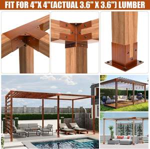 Kit de connecteurs pour pergola extérieure 4x4, supports <span class=keywords><strong>d</strong></span>'angle en métal pour pergola en bois - Product Image 4