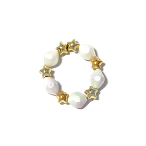 Pulsera de Moda con Cuentas, Acero Inoxidable 316L, Baño de Oro PVD, Cuentas de Estrella Resistentes y Sostenibles, Perlas Iridiscentes - Product Image 2