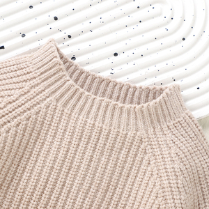 Mimixiong Ins热销新生婴儿儿童女童男童平纹长袖一体式针织套头毛衣 - Product Image 3