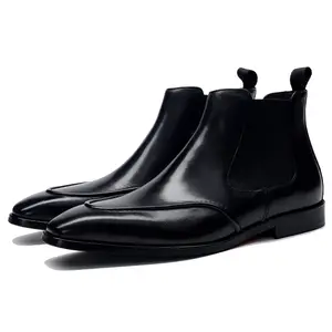 Botas curtas de escritório de negócios de alta qualidade em couro de vaca sapatos personalizados para homens atacado