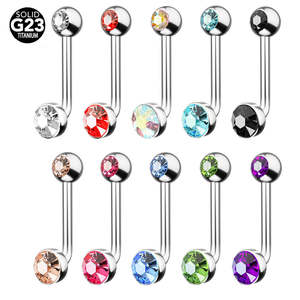 Ensemble 10 pièces ASTM F136 Titane G23 14G Cristal Opale L Bent Barbell Nombril Anneaux Vertical Capuche VCH Génital Zircon Enfants - Product Image 2