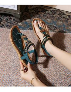 Sandales <span class=keywords><strong>compensées</strong></span> perforées nude pour femme, à brides croisées, semelle antidérapante, confortables pour le bureau et les vacances - Product Image 4