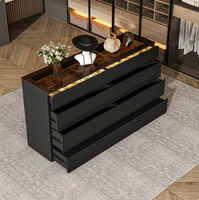 Commode moderne en bois pour chambre à coucher avec table centrale en verre et rangement