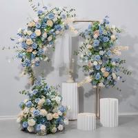 Kit floral artificiel bleu frais, guirlande de fleurs, boule de fleurs en forme de lune pour arche de mariage, toile de fond, centre de table