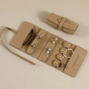 Bijoux en microfibre 0*24cm avec logo Rouleau de voyage en tissu microfibre pour bague de montre, bracelet de boucles d'oreilles