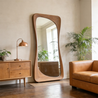 Miroir mural minimaliste en bois de couleur noyer