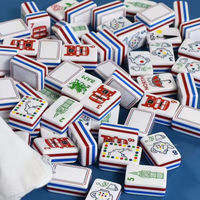 Tuiles de Mahjong américaines sur le thème de Londres, ensemble de 160 pièces en acrylique à 5 couches avec icônes britanniques gravées